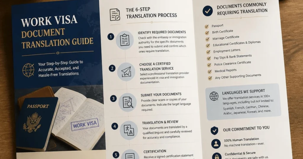Illustration of a work visa document translation guide